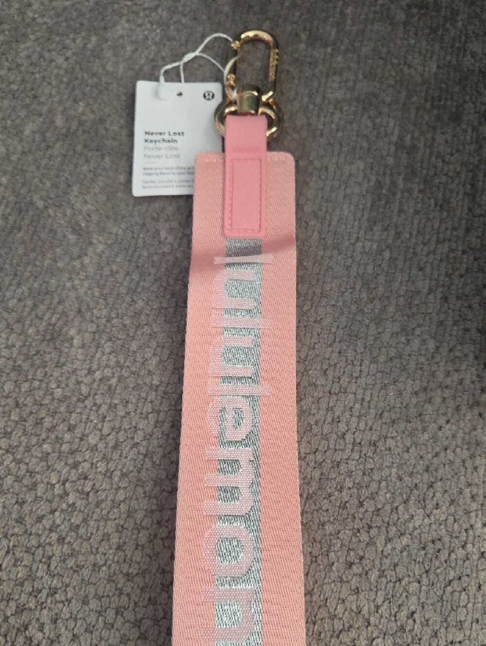 lululemon athletica Pink Keychain Wrist Strap with Gold Hardware - Picture 3 of 3